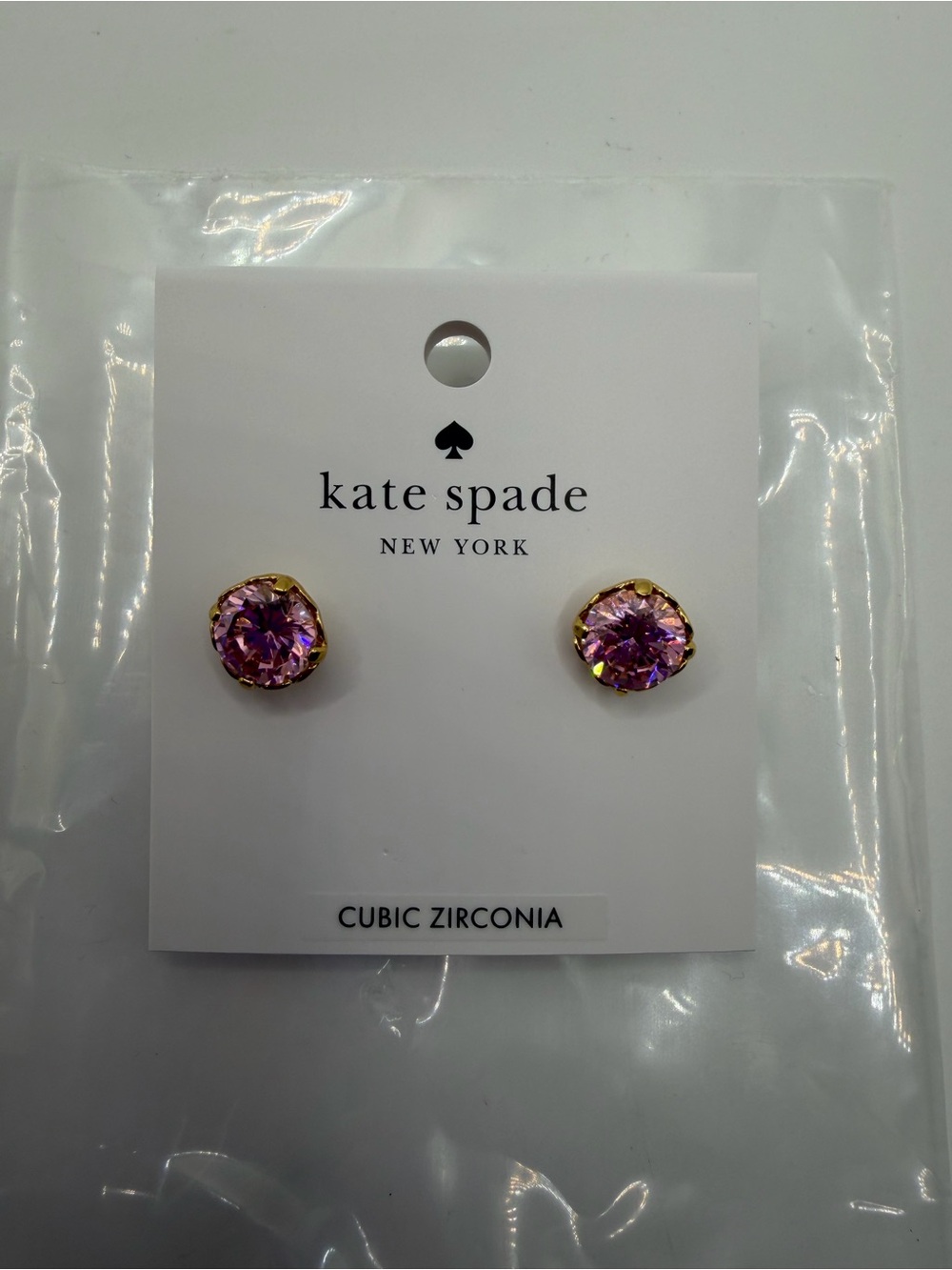 kate spade Kids Gold-Tone Pink Crystal Stud Earrings